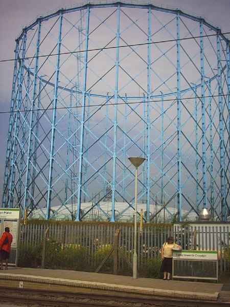 File:Gasholder by Waddon Marsh tram stop. - geograph.org.uk - 21878.jpg