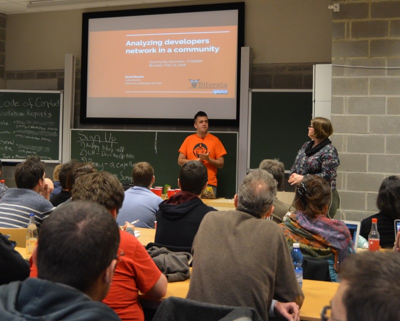 David Moreno about to start his talk on FOSDEM